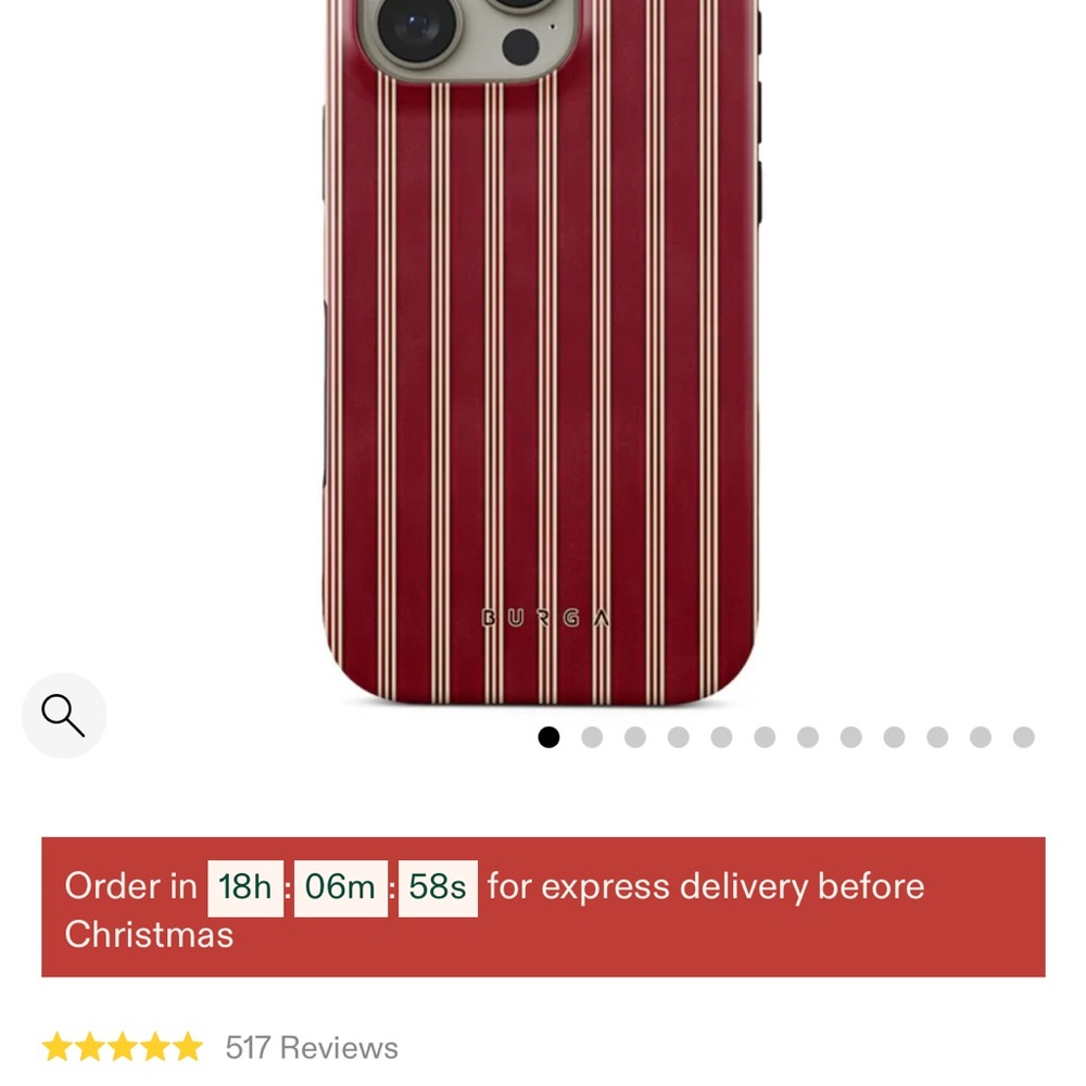 Burga Gingerbread Striped Phone Case NWOT 16 Pro Max